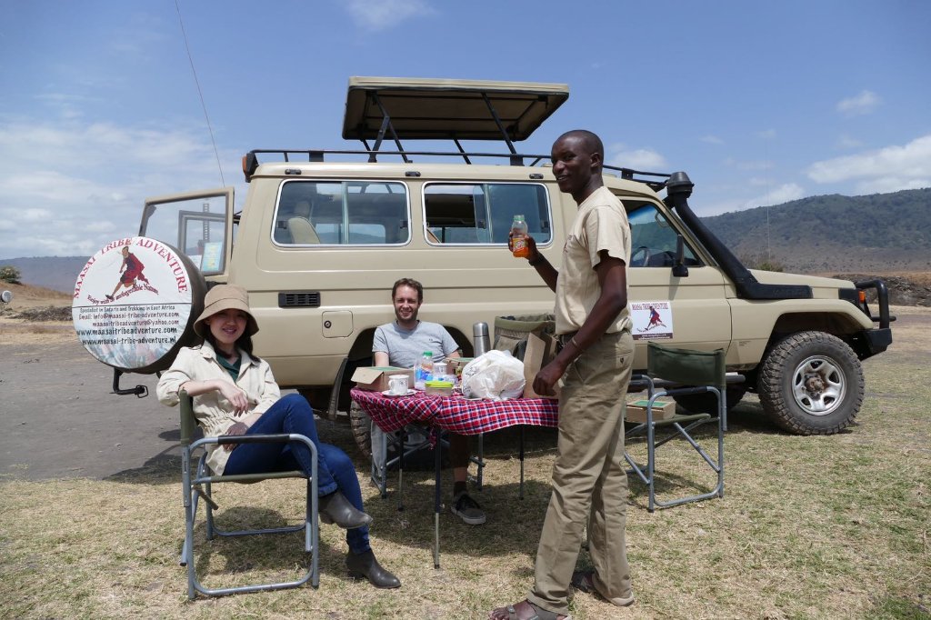 Enjoying a meal on safari